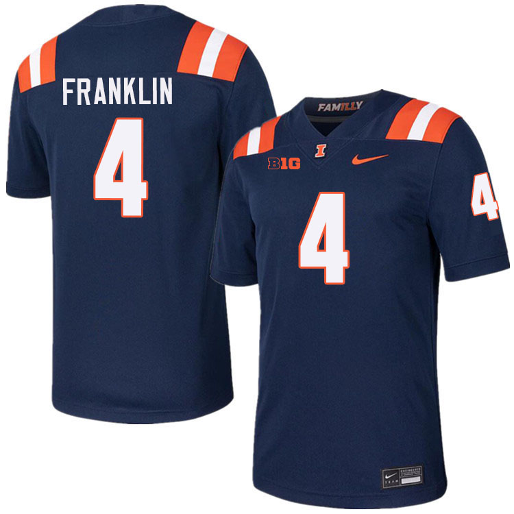 #4 Zakhari Franklin Illinois Fighting Illini Football Jersey,Uniforms-Navy